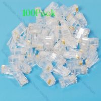 25/100/200/500ชิ้นชุบทอง Rj45สุทธิเสียบเครือข่าย Cat5 Cat5e เชื่อมต่อ8p8c Utp Unshielded Modular ปลั๊ก Rj45