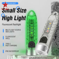 2023 Portable Key Chain Flashlight Waterproof Multi-functional Type-c Rechargeable Led Strong Light Mini Work Lamp