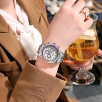 ⌚ นาฬิกาแฟชั่น⌚ Watch of wrist new color diamond quartz alloy steel with fashionable worm hole design