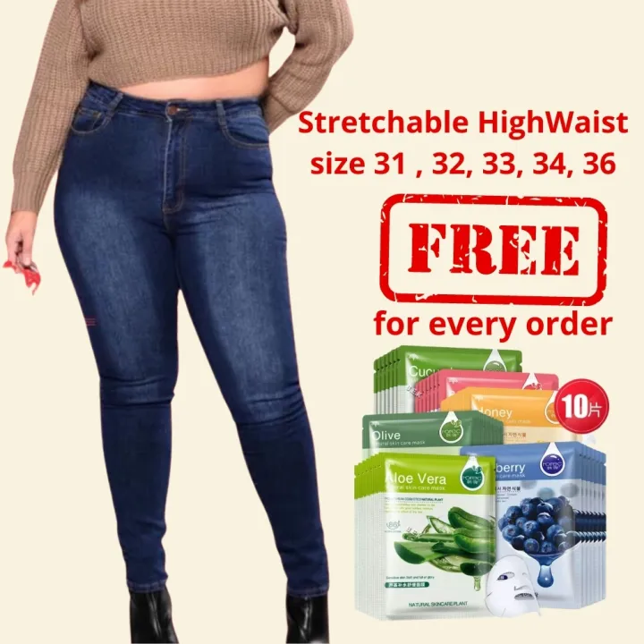 Branded COD Korean High Waist Stretchable Skinny Jeans For Women Plus Size  Big size with freebies facemask (size 31, 32, 33, 34, 36) Jag Wrangler  Penshoppe | Lazada PH