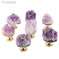 DIY Kitchen Cabinet Knob Makeup Gift Wooden Box Cabinet Door Kitchen Handle Natural Amethyst Rough Stone Drawer Handle 1PC