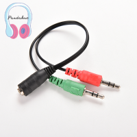 【Pandahuo】 3.5MM FEMALE TO 2 dual MALE JACK plug ชุดหูฟังสเตอริโอ MIC Splitter CABLE