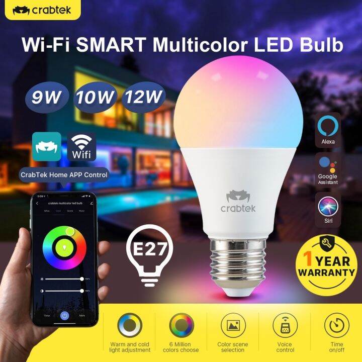 Crabtek Smart Rgb Led Light Bulb 9w 10w 12w 