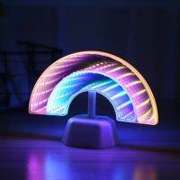 ℗ LED Neon Night Light Rainbow Mirror Tunnel Art Sign Xmas Birthday Gift Wedding Party Restaurant Table Setting Decorative Light