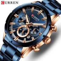 （A Decent035）CURREN Enginesportsmensfull SteelChronograph Wristwatch Men Relogio Masculino