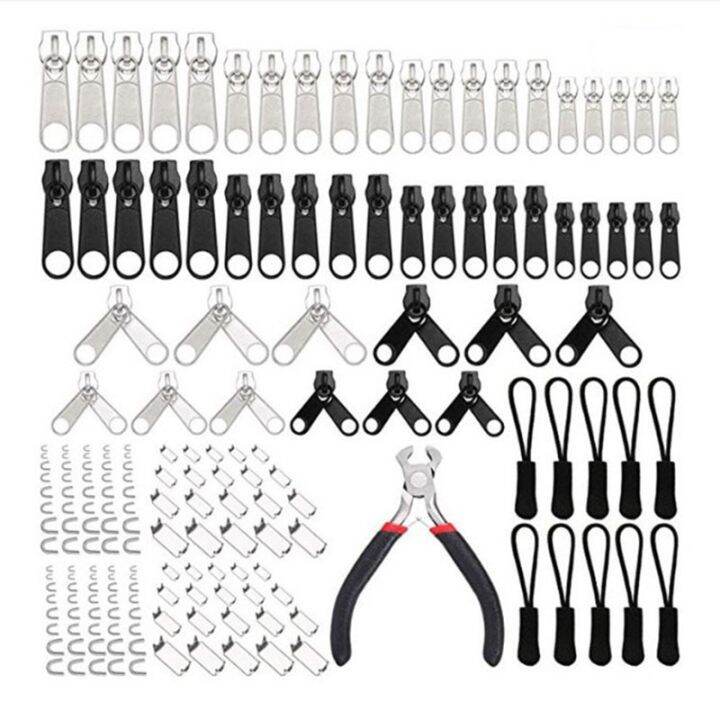 1Set 5 Nylon Zipper Puller Slider Tab Metal Stoppers Zip Installation