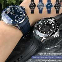 2023 ₪ 20Mm 21Mm 19/22Mm Tali Jam Tangan Silikon Karet Fluorous Kualitas Tinggi Cocok untuk Omega New Reynolds 300 Tali Lembut Hitam Biru