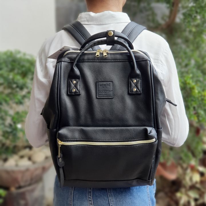 Anello japan leather bag  Black leather backpack, Anello bag, Bags