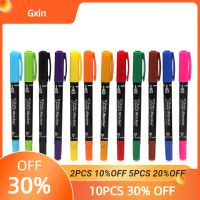 【CW】Gxin G-107 12PCS Colored Permanent Marker. Art Pens.Dual Tip.Waterproof.Practical Pen.Perfect For Industry School And Home.Color