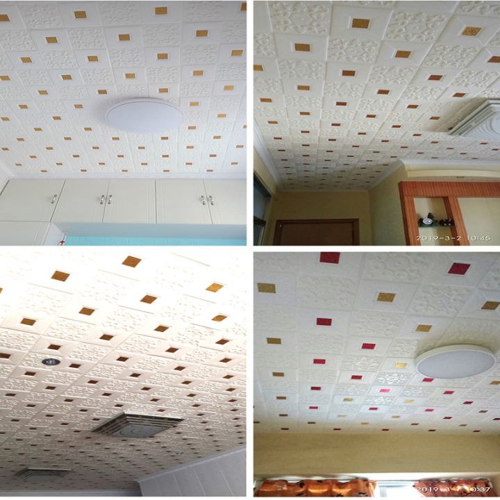 วอลล์เปเปอร์ตกแต่งหลังคา3d-เพดานห้องรับแขกห้องนอนสติ๊กเกอร์ติดผนังทึบสติกเกอร์ติดผนังหลังคากันน้ำเพดานแบบมีกาวในตัว