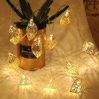 Gold Leaves String Lights Battery Powered Garland Warm White Light For Wedding Christmas Birthday Holiday Room Courtyard Decor