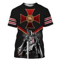 2023ใหม่มาถึง Knight Templar 3D พิมพ์ผู้ชายแฟชั่น T เสื้อ