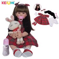 ได้เลย!✳15smilevonla1976 KEIUMI Bebê Reborn Boneca Menina 60Cm Realista Cabelo Longo Linda Princesa Vestido Promoçeta Corpo Tecido Natal