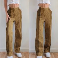 CODiy085671 2021 New womens ins street corduroy stitching contrast color casual pants women