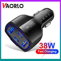 VAORLO 38W 2USB ที่ชาร์จแบตในรถหลายพอร์ต + 2PD ตัวแปลงที่ชาร์จเร็ว4 In 1อะแดปเตอร์ชาร์จสำหรับ IOS Type-C MicroUSB สามารถใส่ได้กับ iPhone สมาร์ทโฟน