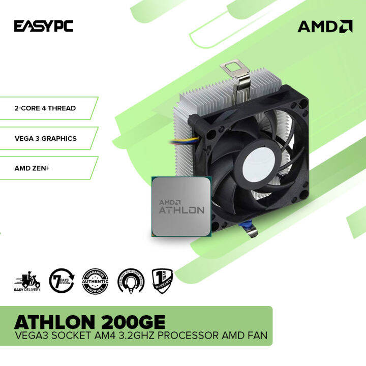 EasyPC | AMD Athlon 200GE Vega3 Socket Am4 3.2ghz Processor AMD FAN MPK ...