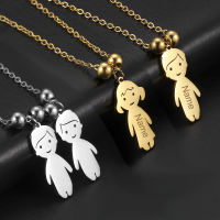 Personalized Pendant Necklace Name Date Child Family Gift Jewelry Engraved Custom Stainless Steel Gold Color Boy Girl Kid Women