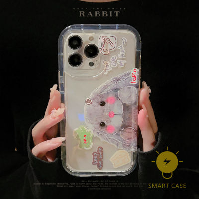 For เคสไอโฟน 14 Pro Max [Cute Rabbit Transparent] เคส Phone Case For iPhone 14 Pro Max Plus 13 12 11 For เคสไอโฟน11 Ins Korean Style Retro Classic Couple Shockproof Protective TPU Cover Shell