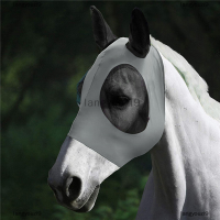 langyouzi9 1PC Anti-Fly Mesh equine Mask หน้ากากม้ายืด Bug Eye Horse Fly Mask with Covered ears ม้าบินหน้ากากจมูกยาวกับหู