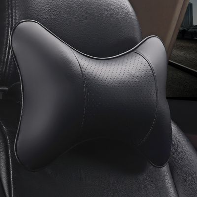 Soft Car Neck Pillows Both Side Front Back PU Leather 1pcs Pack Headrest for Head Pain Relief Filled Fiber Universal Car Pillow