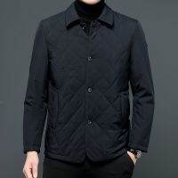 [COD] Mens cotton-padded clothes autumn and winter new jackets light thin lapel middle-aged elderly dads casual