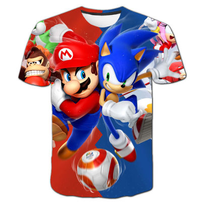 Kids Girls Pink Sonic T-shirts Kids Sonic 3D Print T Shirt For Boys Children Summer Short Sleeve T-shirt Harajuku Tops Clothing