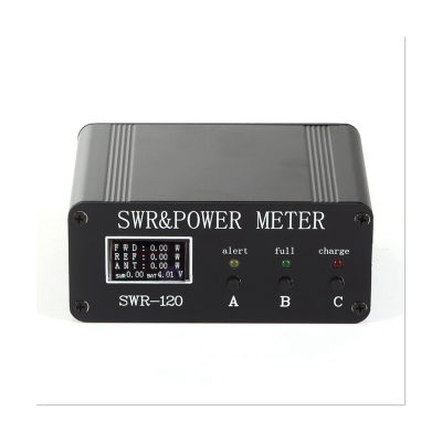 1 Piece SWR HF Short Wave Standing Wave Meter SWR and Power Meter+Battery+OLED FM AM CW SSB with Button 1.8MHz-50MHz 0.5W-120W Black