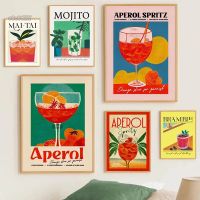 โปสเตอร์เครื่องดื่ม Sangria นามธรรม-น้ำผลไม้การ์ตูน Mojito Aperol Spritz ภาพวาดผ้าใบ-Club Bar Shop Home Decor-เหมาะสำหรับคนรักไวน์