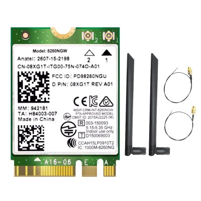 8260 8260NGW WiFi Card+2X8DB Antenna 2.4G/5Ghz 867M Bluetooth 4.2 NGFF M.2 WiFi Wireless Card Module for Intel AC 8260