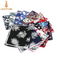 2018 Brand New Style Hankerchief Scarves Vintage Cotton Hankies Mens Pocket Square Handkerchiefs Blue Flower Paisley Hanky