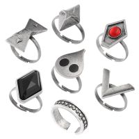 【LZ】∏♈❧  Genshin Impact Game Hu Tao Ring Set Acessórios Cosplay Anéis Personagens do Projeto Anime Metal Ring Presente para Unisex 7Pcs