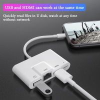 RJ45 Ethernet Lightning To HDMI Adapter 1080P HD Network LAN อะแดปเตอร์แบบมีสายตัวแปลงการชาร์จสำหรับ Keyboard Mouse