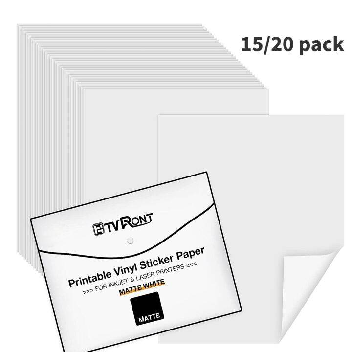 HTVRONT 15/20 Sheets Matte A4 Printable Vinyl Sticker Paper Self