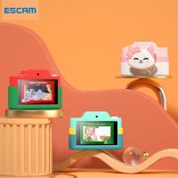 ESCAM กล้องเด็ก Digital Kids Camera For Kids 48MP 1080P WiFi เด็กดิจิตอลกล้อง Dual เลนส์3นิ้วเด็ก Selfie กล้องวิดีโอวันเกิดคริสต์มาสของขวัญกล้องสำหรับเด็ก