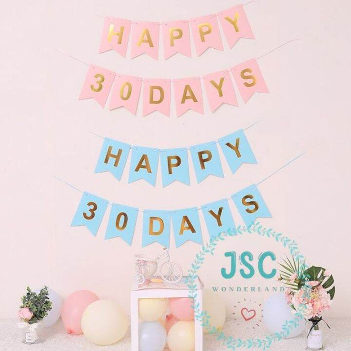 Happy 30 Days Banner Blue Color Banner Pink Color Banner For Baby Full