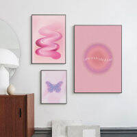 บทคัดย่อ Aura Gradient โปสเตอร์ Angel Spiritual Pink Wall Art ผีเสื้อสีม่วงภาพวาดผ้าใบพิมพ์ภาพสุนทรียศาสตร์ Room Decor