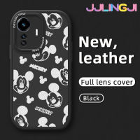 Jlingji เคสสำหรับ Vivo Y77 5G Y77E 5G Iqoo Z6 Lite กระแสแฟชั่นลายมิกกี้เมาส์ใหม่ฝาครอบ Lensa Kontak หนังดีไซน์ใหม่โทรศัพท์ดีไซน์ด้านข้างมีกล้องบางป้องกันเคสกันกระแทก