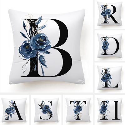 【CW】 Floral Alphabet Cushion Cover 45x45 Flowers Pillowcase Sofa Throw Pillows Cases