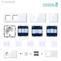 ✇♝ BSEED Wall Touch Switch Dimmer Touch Light Switch Function Parts Glass Panels EU Wall Socket Plug DIY Free Combination