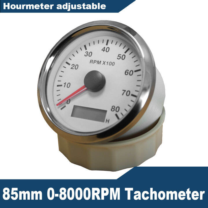 ELING 85mm Tachometer Gauge RPM Meter 08000RPM Hour Meter Programmable