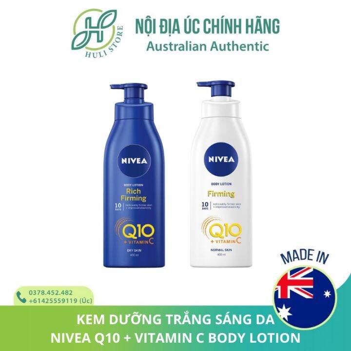 Kem Sữa Dưỡng Thể Body Trắng Sáng Da Nivea Firming Body Lotion Q10 Plus +  Vitamin C 250Ml 400Ml | Lazada.Vn