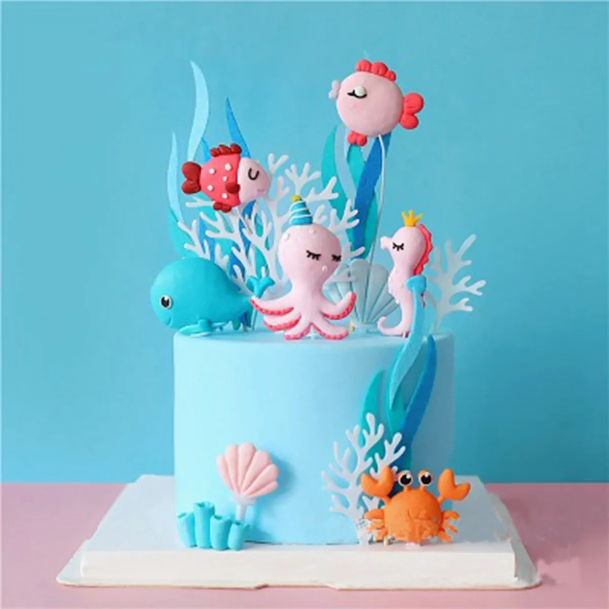 Cute Octopus Seahorse Cake Topper Mermaid Party Ocean Theme Parti Girl 1st One Birthday Decemberations Baby Shower Favors Lazada Ph