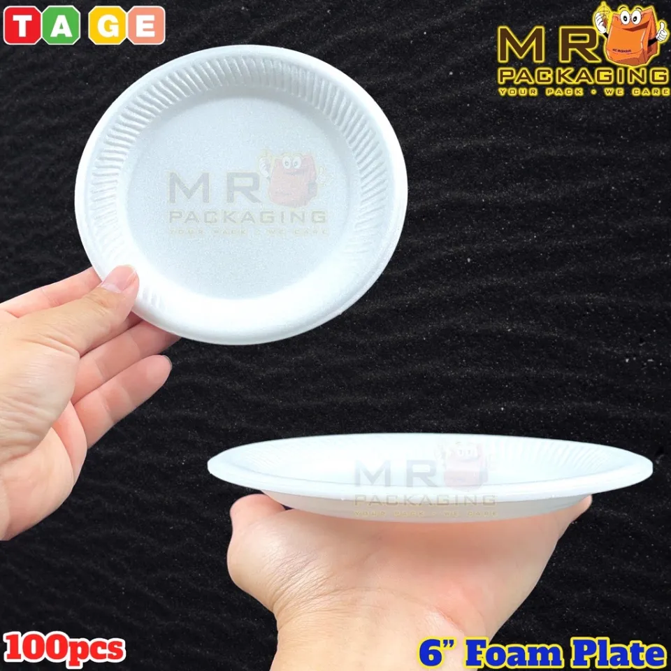 100pcs Disposable White Foam Plates Party Polystyrene Disposable