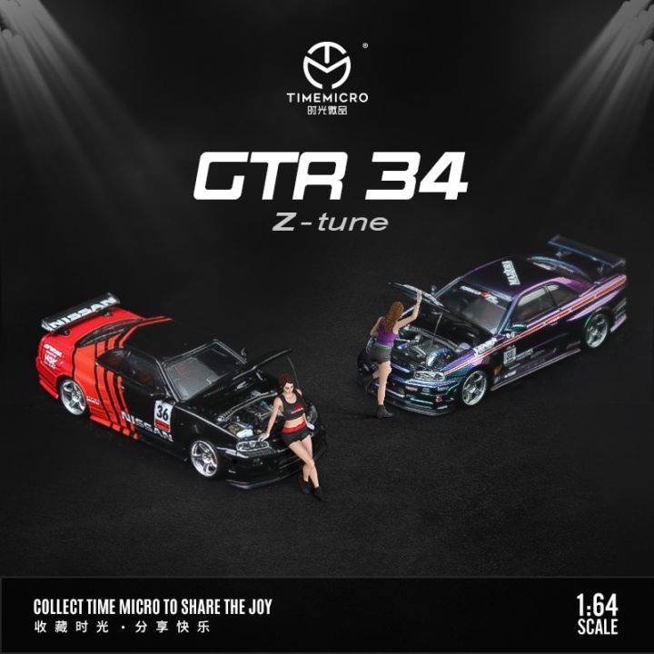 pre-order-shipped-on-november-time-micro-1-64-gtr34-advan-chameleon-model-car-collection-amp-display