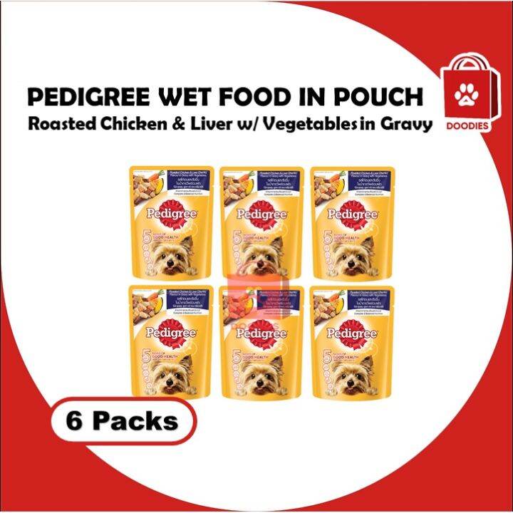 Pedigree Wet Dog Food in Pouch Roasted Chicken Liver 80g (6 Packs