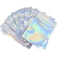 20pcs Iridescent Zip Lock Bags Pouches Cosmetic Plastic Laser Holographic Makeup Storage Bag Hologram Zipper Bags Gift Packaging Food Storage Dispense