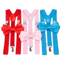 Suspenders ชาย Bow Tie Suspensorio สำหรับชายหญิง Bowtie Braces กางเกง Tirantes Hombre งานแต่งงานสีชมพูเสื้ออยู่-VXCB MALL