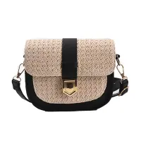 Straw Bag Woven Bag Female Simple and Fresh One-Shoulder Messenger Bag Western Saddle Bag