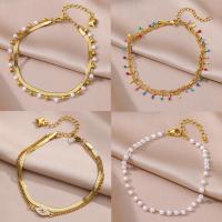 Anklets for Women Summer Beach Accessories Stainless Steel Imitation Pearl Chain Anklet Gold Color Leg Bracelets Body Chain Gift