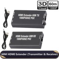 XINYANNI Rj45ไปยัง HDMI สายต่อขยาย HDMI ขนาดเล็ก60ม. เครื่องขยายสัญญาณ เครื่องรับและส่งสัญญาณ สายเคเบิลเครือข่าย HDMI Extender 60M การติดตั้งอย่างรวดเร็ว สายต่อขยาย สำหรับแล็ปท็อป /dvd/ จอภาพ/โปรเจคเตอร์